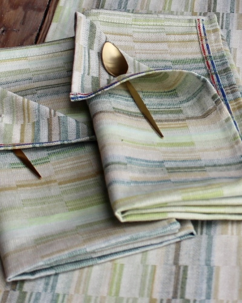 Serviette Brouillade vert - fabriqué et tissé en France pur coton Serviette Brouillade vert - fabriqué et tissé en France pur coton