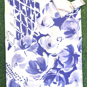 PIVOINE BLEU INDIGO  fabriqué et tissé en France pur coton