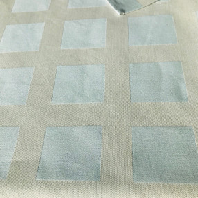 nappe raviole bleu ciel - en haut serviette assortie - fabriqué et tissé en France pur coton