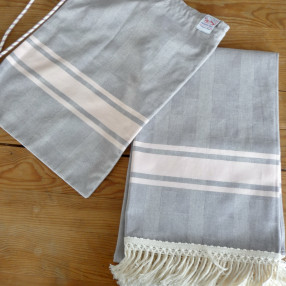 GRIS PERLE/ROSE POUDRE made in france coton d'Égypte