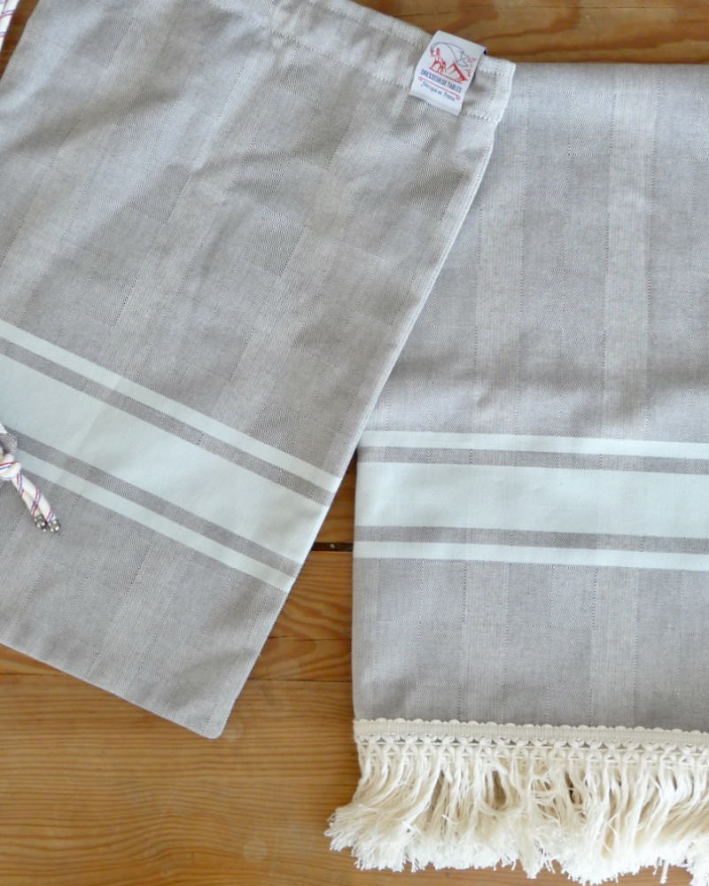 GRIS/BLEU CIEL made in france coton d'Égypte GRIS/BLEU CIEL made in france coton d'Égypte