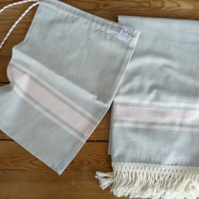 GRIS PERLE ET ROSE POUDRE made in france coton d'Égypte