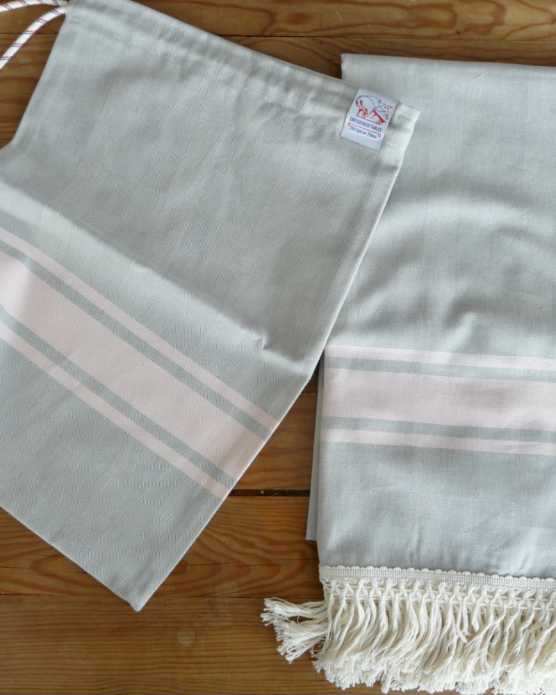 GRIS PERLE ET ROSE POUDRE made in france coton d'Égypte GRIS PERLE ET ROSE POUDRE made in france coton d'Égypte
