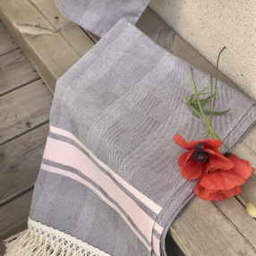 AUBERGINE ET ROSE POUDRE fouta xxl tissé et fabriqué en france - made  une france