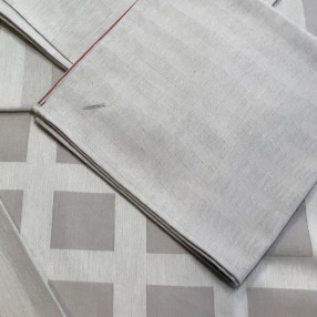 GRIS PERLE Poule au Pot chevron tissé et fabriqué en France ici avec nappe Raviole gris perle