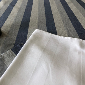 bleu jean  NAPPE avec serviette blanquette  fabriqué et tissé en France pur coton