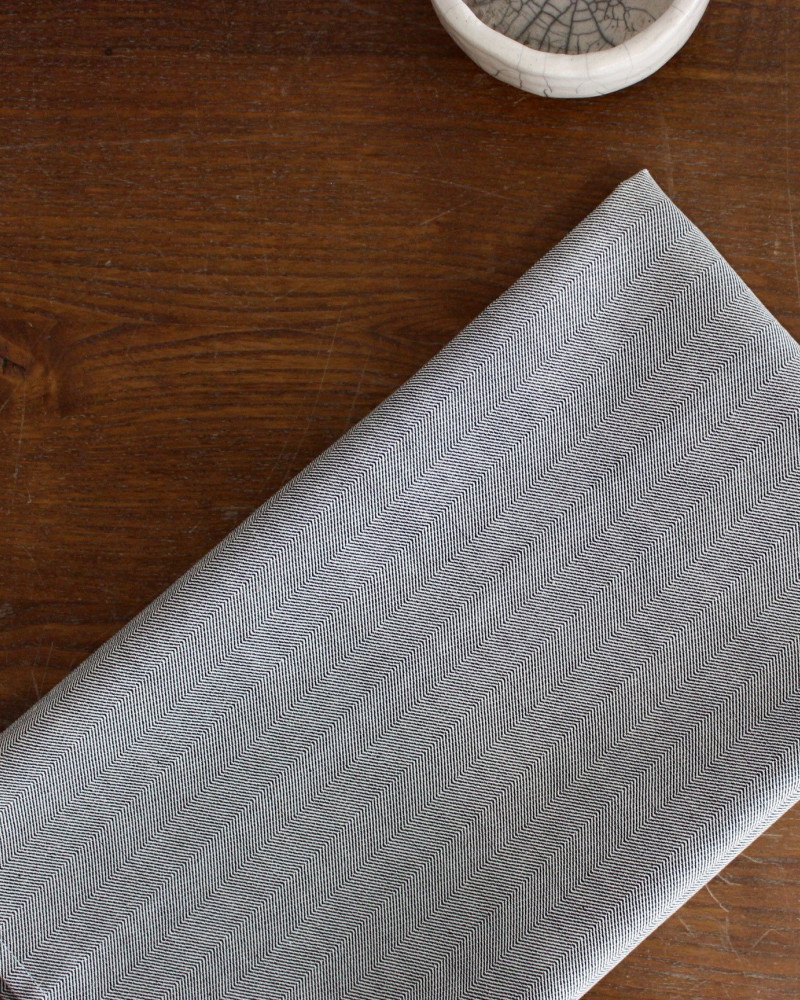 torchon motif chevron POULE AU POT gris - 100% coton - tissé et fabriqué en France