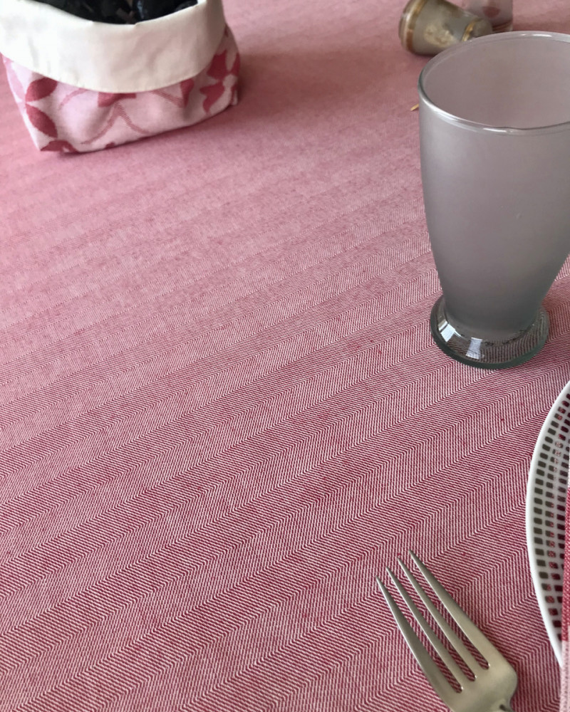 chevron POULE AU POT fraise - 100% coton - tissé et fabriqué en France chevron POULE AU POT fraise - 100% coton - tissé et fabriqué en France
