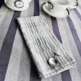 Blanquette aubergine - ici avec serviette brouillade gris - 100 % coton -made in France