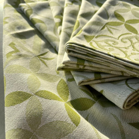 torchon motif Carreau Ciment coloris vert olive - jacquard tissé et confectionné en France - 100 % coton