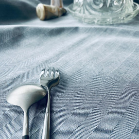 chevrons Poule au Pot bleu jean 100 % coton tissé et fabriqué en France