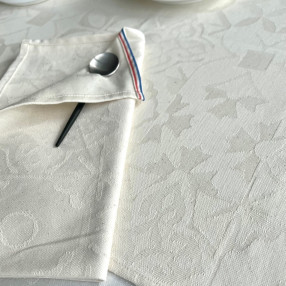 torchon motif Carreau Ciment coloris brut naturel - jacquard tissé et confectionné en France - 100 % coton