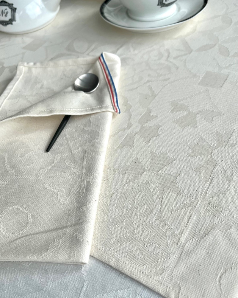torchon motif Carreau Ciment coloris brut naturel - jacquard tissé et confectionné en France - 100 % coton