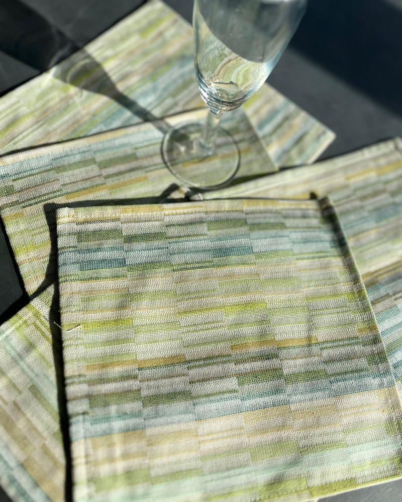 serviette de cocktail brouillade vert - tissé fabriqué en France serviette de cocktail brouillade vert - tissé fabriqué en France