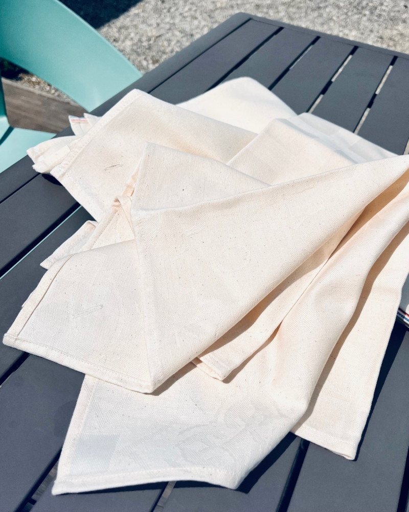 6 SERVIETTES BRUT 100 % COTON NATUREL - FABRIQUE EN FRANCE