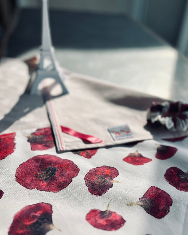 octobre rose - torchon coquelicot et mille feuille rose - 100 % coton - made in France - octobre rose - torchon coquelicot et mille feuille rose - 100 % coton - made in France -