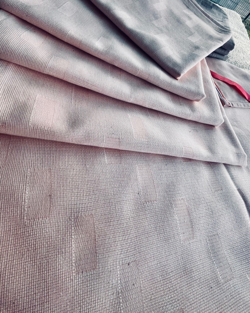 torchon MILLE FEUILLE - ROSE POUDRE - 100% coton - made in France-ruban accroche rose torchon MILLE FEUILLE - ROSE POUDRE - 100% coton - made in France-ruban accroche rose