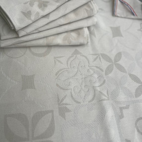 Torchon motif Carreau Ciment coloris beige et blanc- jacquard tissé et confectionné en France - 100 % coton