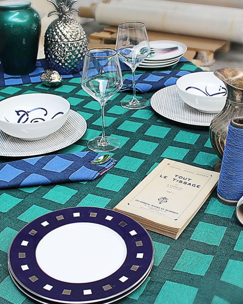 VERT ÉMERAUDE NAPPE fabriqué et tissé en France pur coton VERT ÉMERAUDE NAPPE fabriqué et tissé en France pur coton