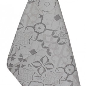 torchon motif Carreau Ciment coloris gris/beige - jacquard tissé et confectionné en France - 100 % coton