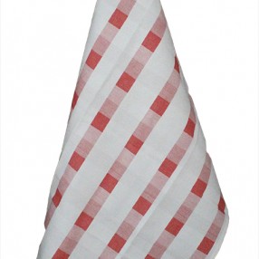 Détail torchon rouge  fabriqué et tissé en France pur coton