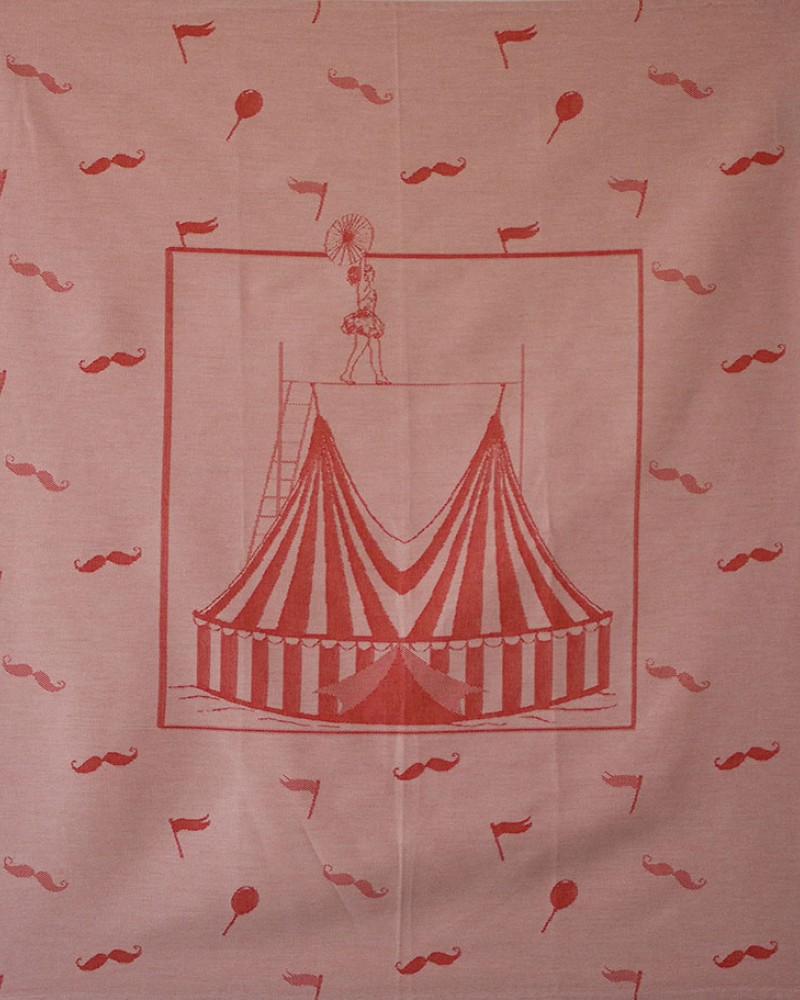 DÉTAIL MOTIF CIRCUS ROUGE  fabriqué et tissé en France pur coton