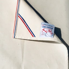 détail torchon LISERÉ BLEU BLANC ROUGE  fabriqué et tissé en France pur coton