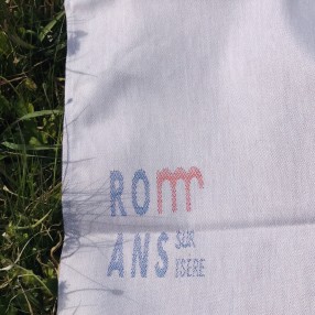 BLEU/ROUGE ROMANS  fabriqué et tissé en France pur coton